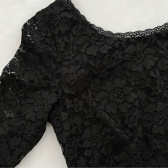 Eliza J Black Lace Overlay 3/4 Sleeve Sheath Dress, Size 2 NWOT - Picture 5 of 11